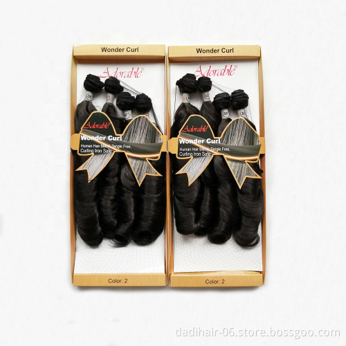 Adorable Box Locs Best Synthetic Weave Hair Weaves Big Curly,Black Heat Resistant Fiber Packet Hair Bundles Wonder Curl 4pcs